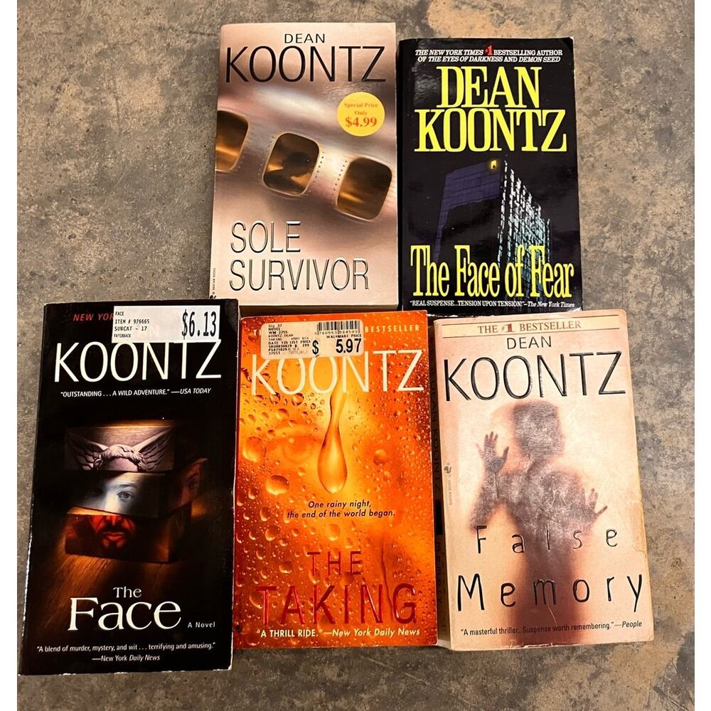DEAN KOONTZ Lot of 6 Paperback Novels Books Face, Chills, Memory, Taking, Sole‎